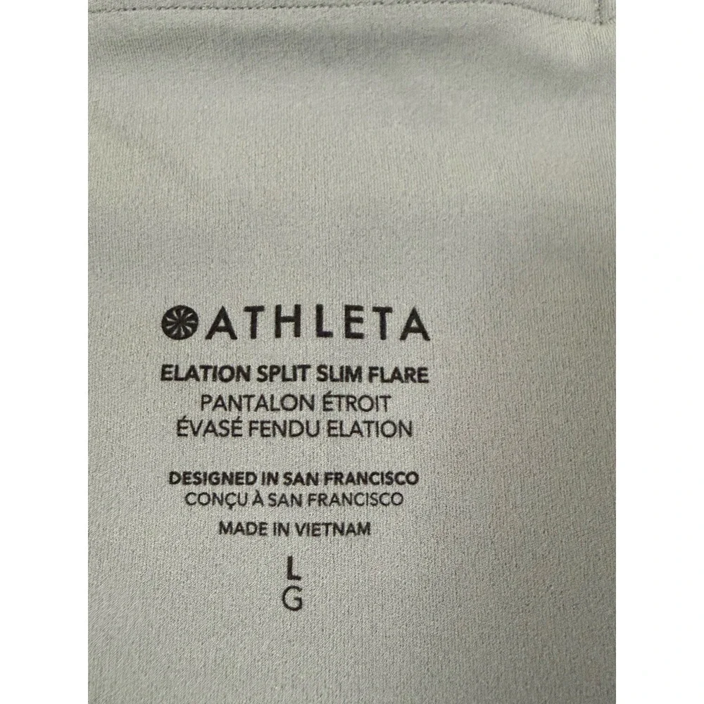 Athleta Elation Split Slim Flare Buttery Soft Yoga Pants Hi Rise Lt Gray Sz L